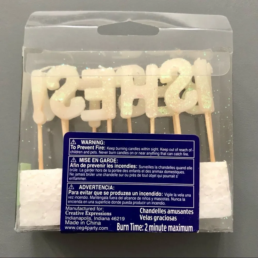 Best Wishes! White Glitter Cake Candles NWT Birthday Party Graduation Wedding